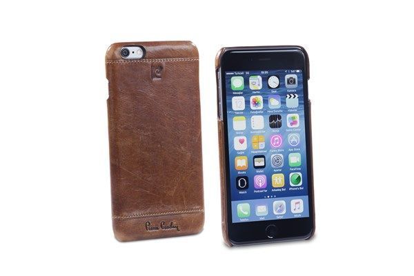 Pierre Cardin iPhone 6 Plus ile Uyumlu Deri Arka Koruma Paneli Kahve PCL-P03