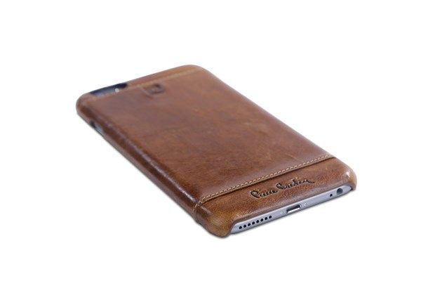 Pierre Cardin iPhone 6 Plus ile Uyumlu Deri Arka Koruma Paneli Kahve PCL-P03
