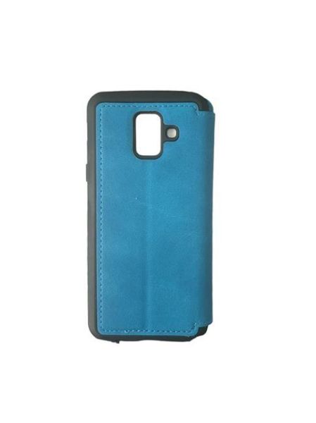 Jopus Galaxy A6 ile Uyumlu Premium Kapaklı Kılıf Mavi
