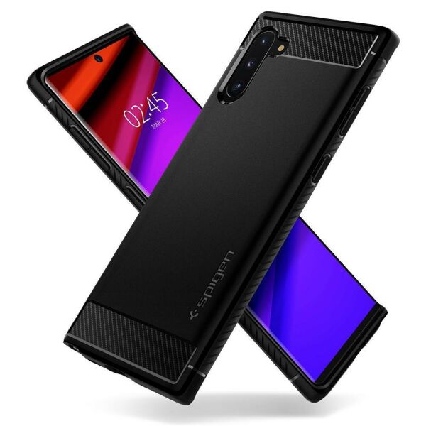 Spigen Galaxy Note 10 ile Uyumlu Kılıf Rugged Armor Matte Black