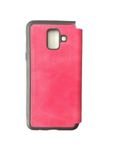 Jopus Galaxy A6 ile Uyumlu Premium Kapaklı Kılıf Pembe