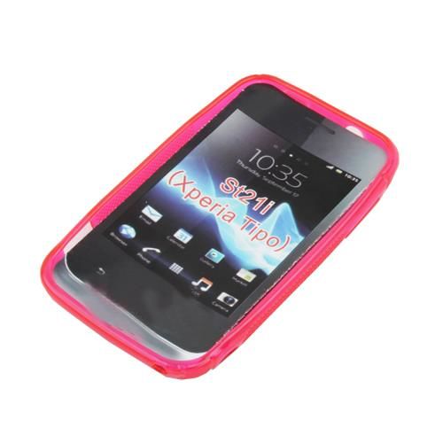 Xperia Tipo ile Uyumlu S Desenli Şeffaf Silikon Kılıf Pembe Renk