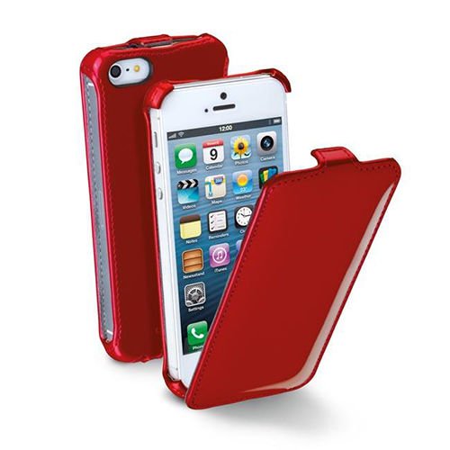 Cellular Line iPhone SE/5S/5 ile Uyumlu Flap Glossy Mıknatıssız Kılıf Bordo FLAPGLOSSIPHONE5BX