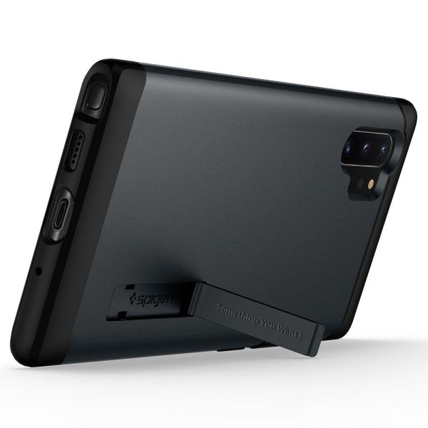 Spigen Galaxy Note 10 Plus ile Uyumlu Kılıf Slim Armor Metal Slate