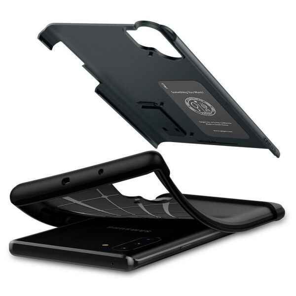 Spigen Galaxy Note 10 Plus ile Uyumlu Kılıf Slim Armor Metal Slate