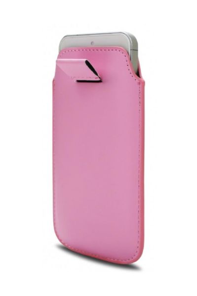 iPhone 5 ile Uyumlu Çekmeli Deri Kılıf Pembe