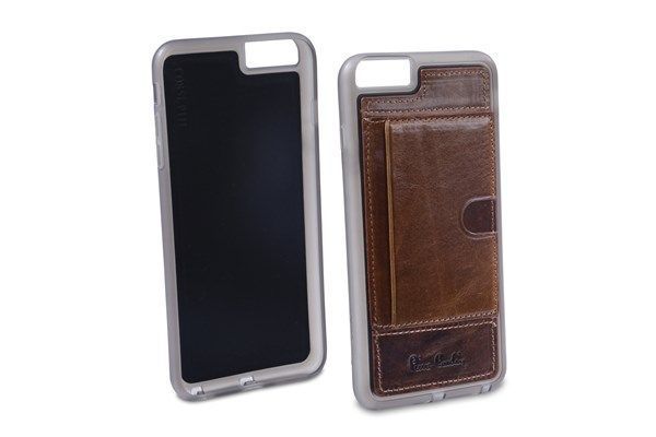 Pierre Cardin iPhone 6 Plus ile Uyumlu Deri Arka Koruma Paneli Kahve PCL-P11