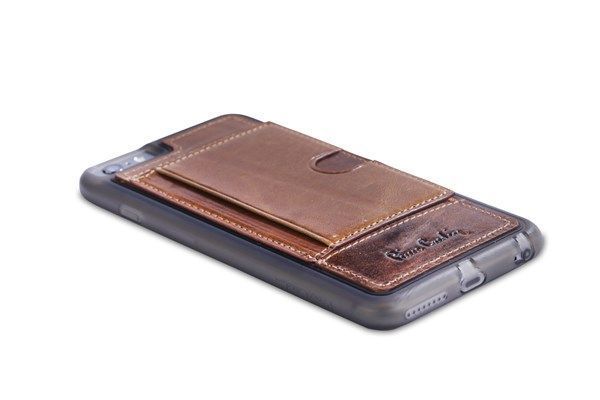 Pierre Cardin iPhone 6 Plus ile Uyumlu Deri Arka Koruma Paneli Kahve PCL-P11