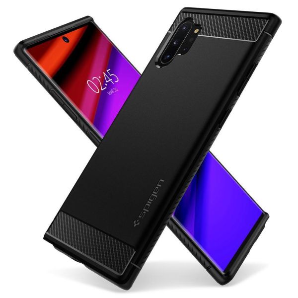 Spigen Galaxy Note 10 Plus ile Uyumlu Kılıf Rugged Armor Matte Black