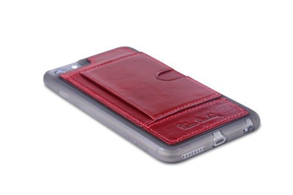 Pierre Cardin iPhone 6 Plus ile Uyumlu Deri Arka Koruma Paneli Kırmızı PCL-P11