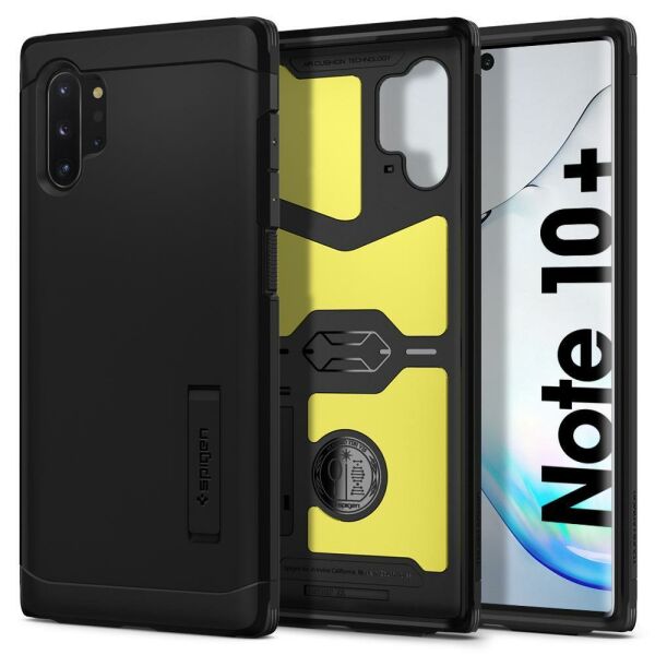 Spigen Galaxy Note 10 Plus ile Uyumlu Kılıf Tough Armor Black