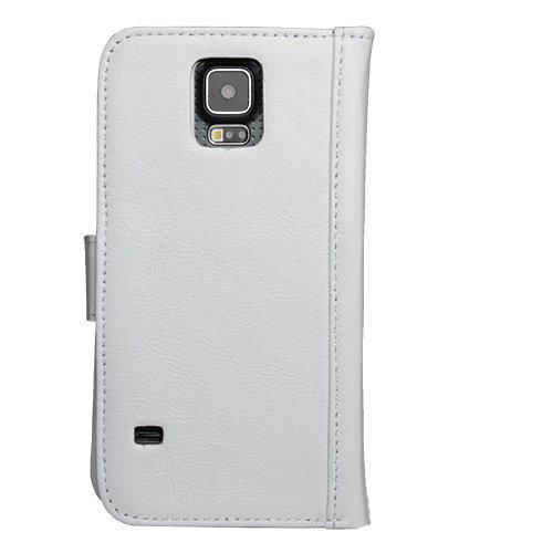 Galaxy S5 G900 ile Uyumlu Hakiki Deri Kapaklı Kılıf Beyaz