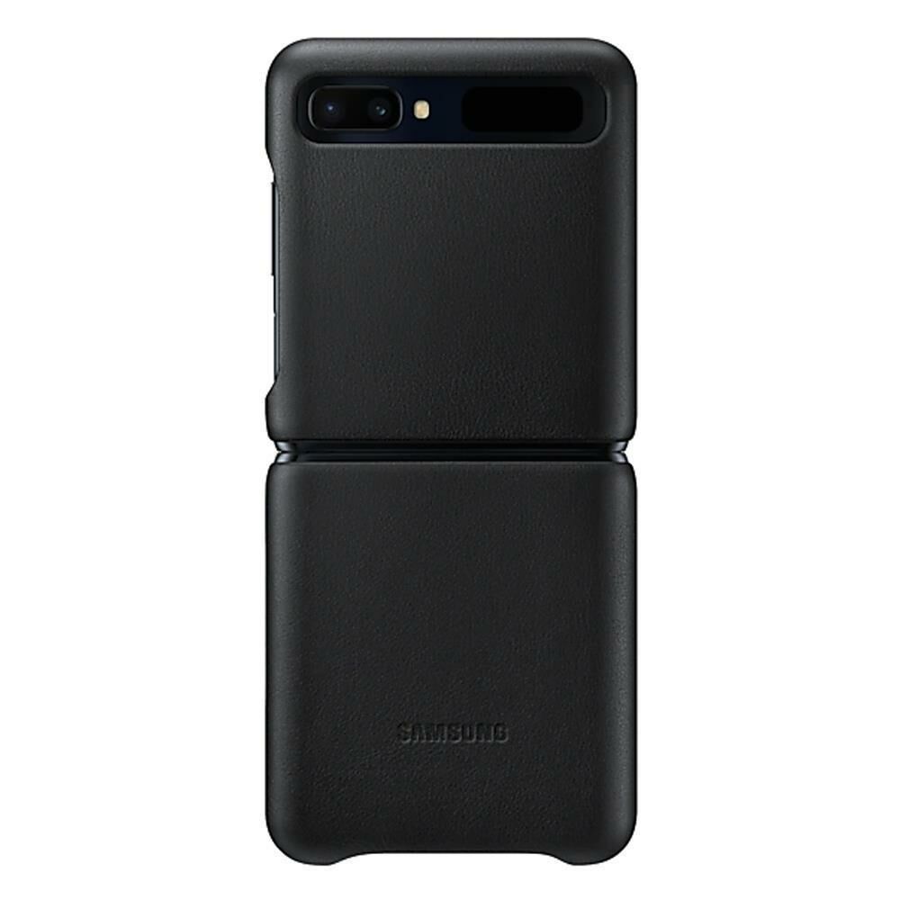 Galaxy Z Flip ile Uyumlu Deri Kılıf Siyah EF-VF700LBEGWW