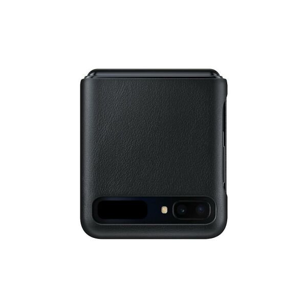 Galaxy Z Flip ile Uyumlu Deri Kılıf Siyah EF-VF700LBEGWW