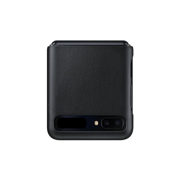 Galaxy Z Flip ile Uyumlu Deri Kılıf Siyah EF-VF700LBEGWW