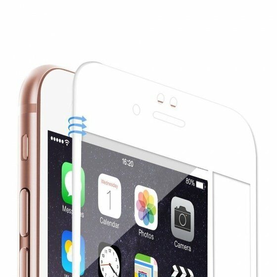 Buff iPhone 8 Plus / 7 Plus 5D ile Uyumlu Glass Ekran Koruyucu White