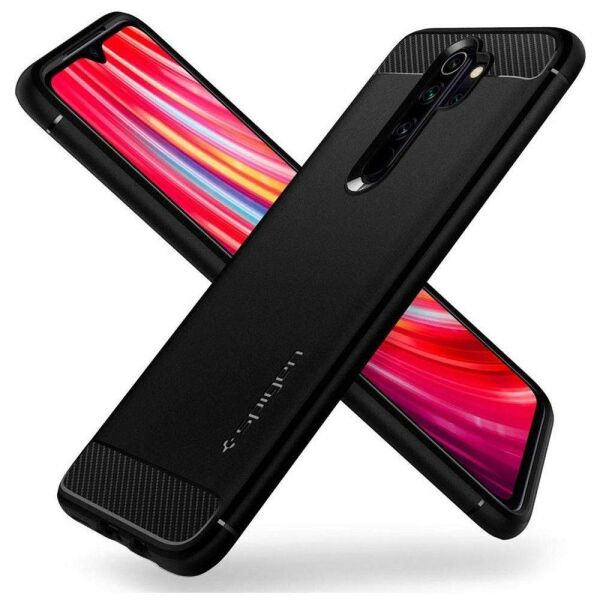 Spigen Redmi Note 8 Pro ile Uyumlu Kılıf Rugged Armor Matte Black