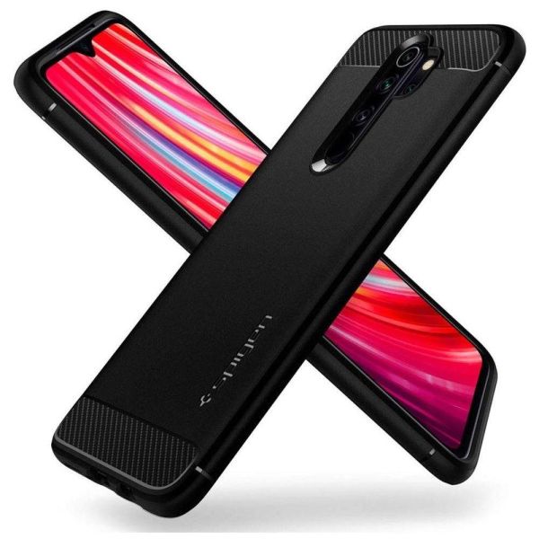 Spigen Redmi Note 8 Pro ile Uyumlu Kılıf Rugged Armor Matte Black