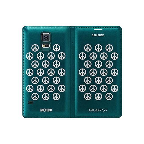 Galaxy S5 ile Uyumlu Moschino Flip Wallet Kılıf Mavi-Gümüş EF-WG900RBEGWW (Out)