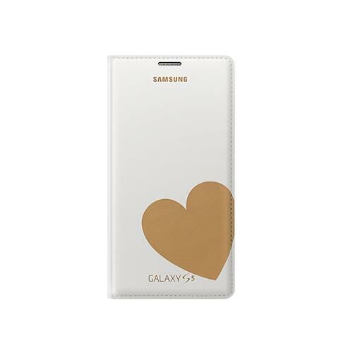 Galaxy S5 ile Uyumlu Moschino Flip Wallet Kılıf Altın Kalp EF-WG900RFEGWW (Out)