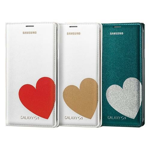 Galaxy S5 ile Uyumlu Moschino Flip Wallet Kılıf Altın Kalp EF-WG900RFEGWW (Out)