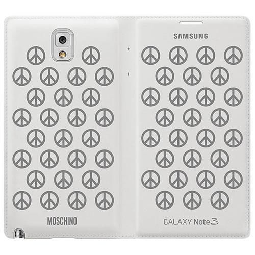 Galaxy Note 3 ile Uyumlu Moschino Flip Wallet  Kılıf Beyaz-Gri EF-EN900BSEGWW