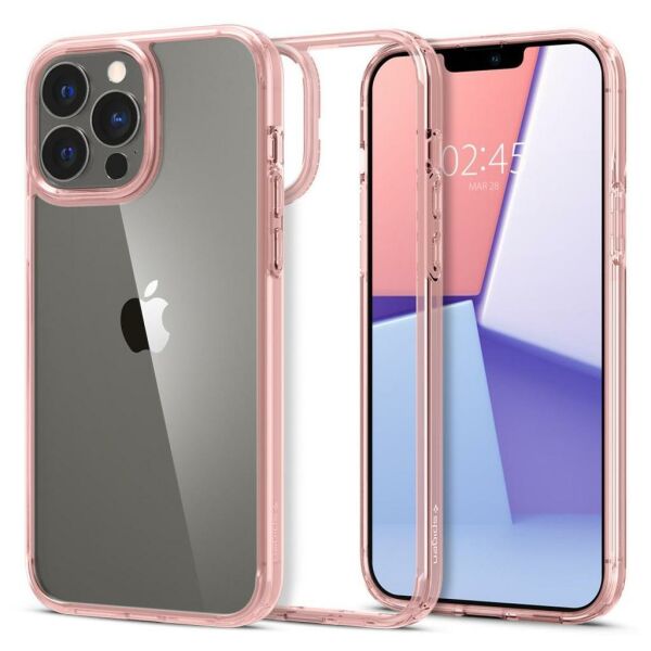 Spigen iPhone 13 Pro Max ile Uyumlu Kılıf Ultra Hybrid Rose Crystal