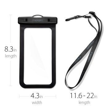 Spigen Universal Waterproof Tüm Cihazlarla Uyumlu IPX8 (25 Metre Dalış Sertifikalı) Su Geçirmez Kılıf Black