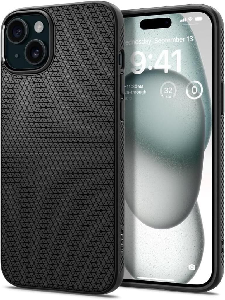 Spigen iPhone 15 ile Uyumlu Kılıf Liquid Air Matte Black