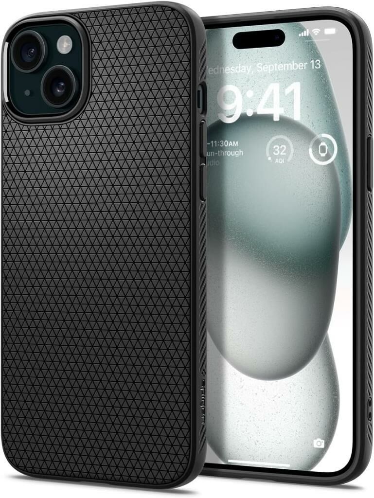 Spigen iPhone 15 ile Uyumlu Kılıf Liquid Air Matte Black