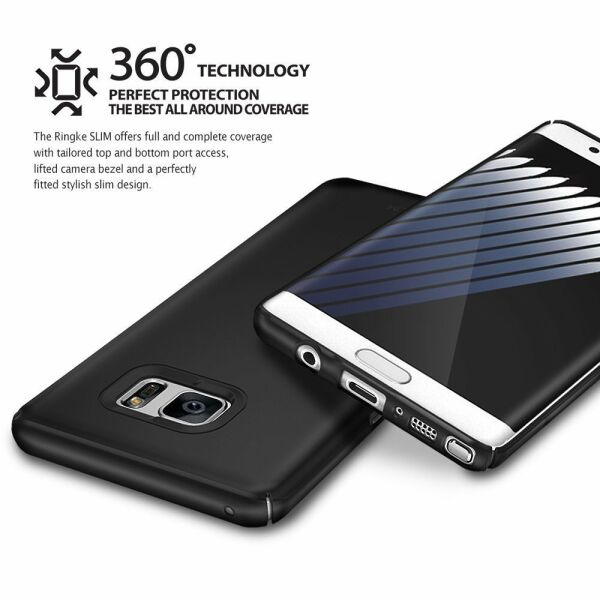 Ringke Slim Galaxy Note 7 FE ile Uyumlu Kılıf SF Black 4 Tarafı Saran İnce Şık Tasarım