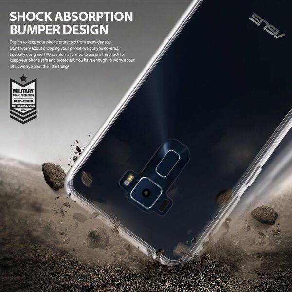 Ringke Fusion ZenFone 3 ile Uyumlu Kılıf Smoke Black TPU Bumper Extra Darbe Emici