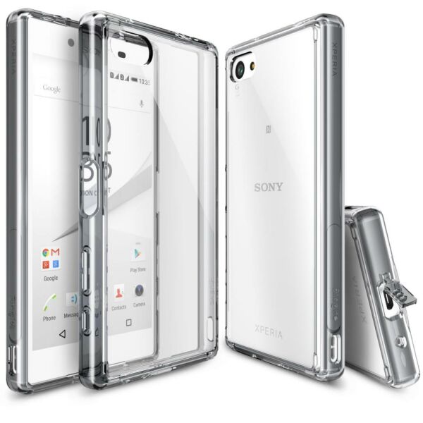 Ringke Fusion Xpreia Z5 Compact ile Uyumlu Kılıf Smoke Black TPU Bumper Extra Darbe Emici