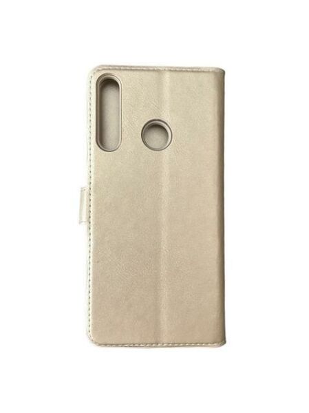 Jopus P40 Lite E ile Uyumlu Kapaklı Kartlıklı Cüzdanlı Kılıf Gold