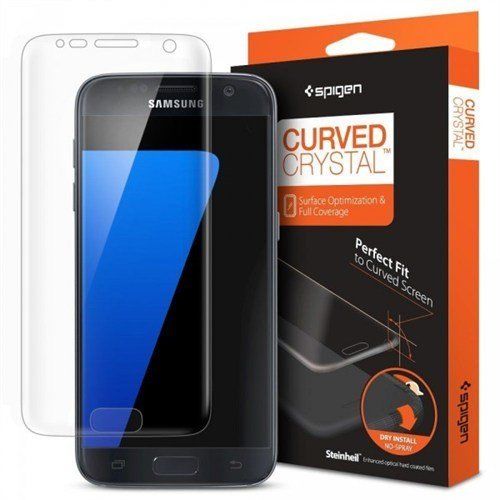 Spigen Galaxy S7 ile Uyumlu Ekran Koruyucu Curved Crystal Kavisli Tam Kaplayan