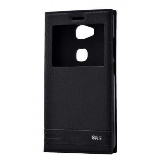 Zore GR5 ile Uyumlu Elite Serisi Pencereli Kapaklı Kılıf Siyah