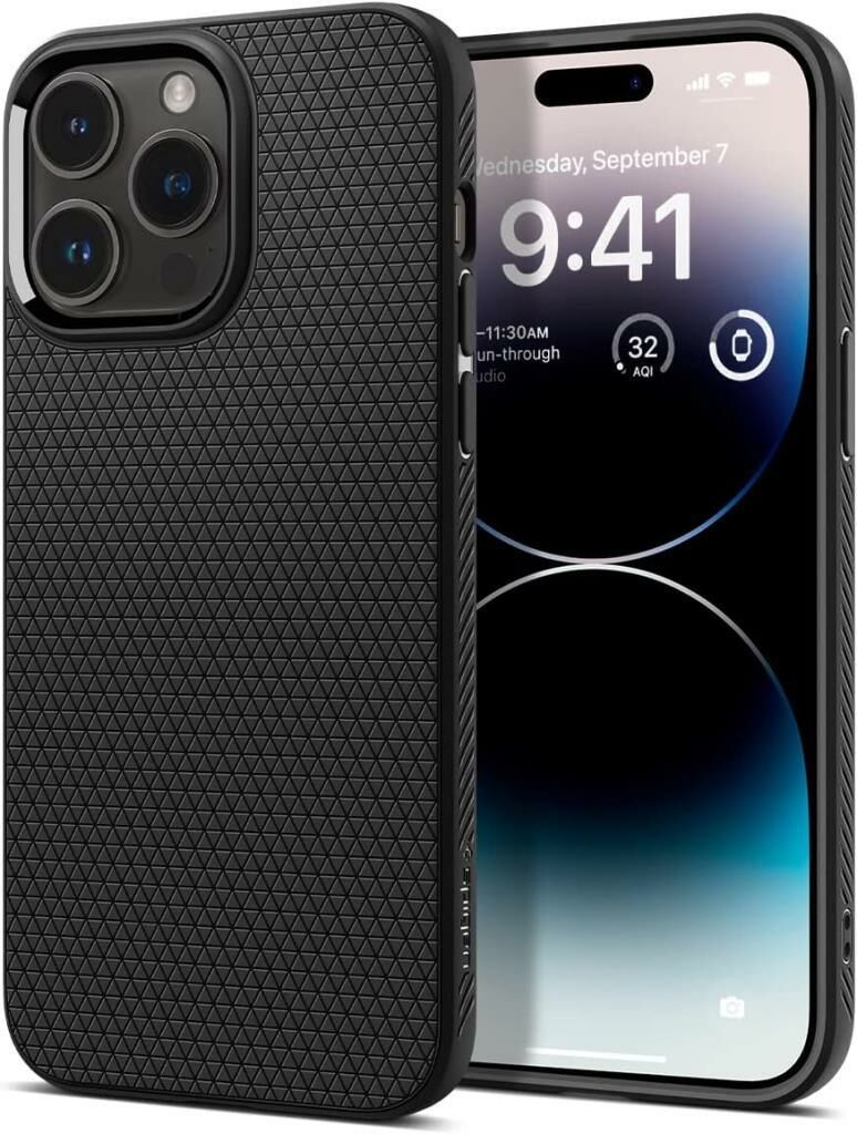 Spigen iPhone 14 Pro ile Uyumlu Kılıf Liquid Air Matte Black
