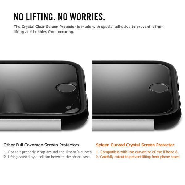 Spigen iPhone 6/6s ile Uyumlu Ekran Koruyucu Curved Crystal Kavisli Tam Kaplayan (Ön 2 Adet Film)