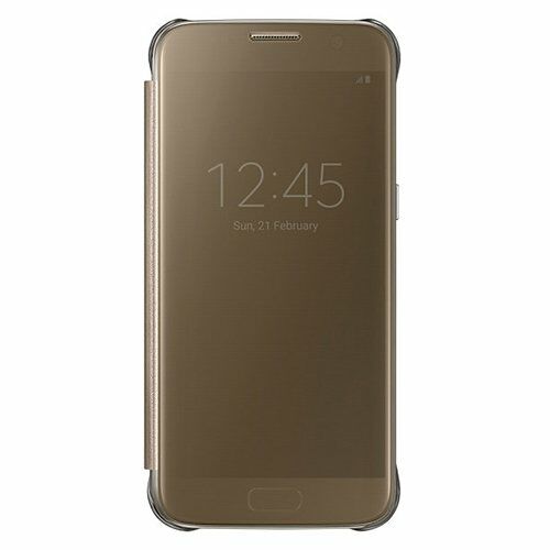 Galaxy S7 ile Uyumlu Clear View Cover Kılıf Altın EF-ZG930CFEGWW
