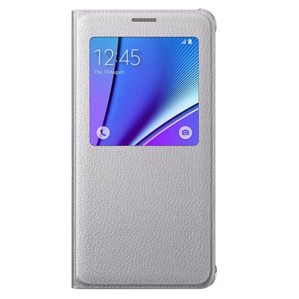 Galaxy Note 5 ile Uyumlu Kılıf S View Cover EF-CN920PSEGTR Gümüş(Out)