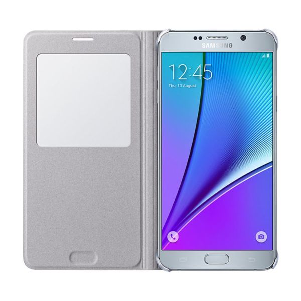 Galaxy Note 5 ile Uyumlu Kılıf S View Cover EF-CN920PSEGTR Gümüş(Out)