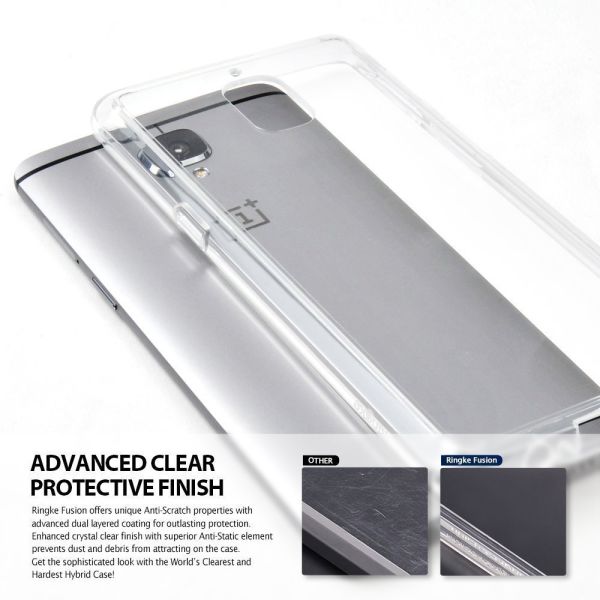 Ringke Fusion OnePlus 3 / 3T ile Uyumlu Kılıf Crystal Clear TPU Bumper Extra Darbe Emici