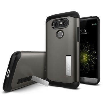 Spigen G5 ile Uyumlu Kılıf Slim Armor Gun Metal