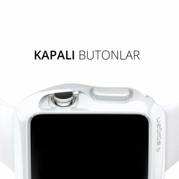 Spigen Apple Watch ile Uyumlu Kılıf Slim Armor (Ekran Koruyuculu) (38mm) Smooth White