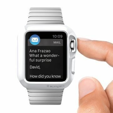Spigen Apple Watch ile Uyumlu Kılıf Slim Armor (Ekran Koruyuculu) (38mm) Smooth White
