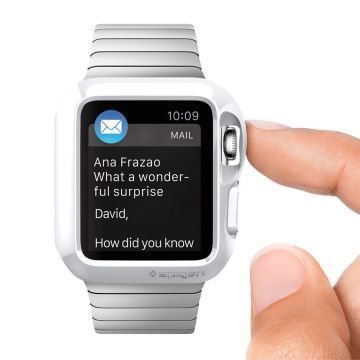 Spigen Apple Watch ile Uyumlu Kılıf Slim Armor (Ekran Koruyuculu) (38mm) Smooth White