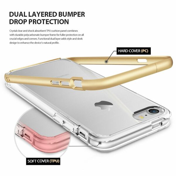 Ringke Frame iPhone 7 ile Uyumlu Çerçeveli Bumper Kılıf Rose Gold