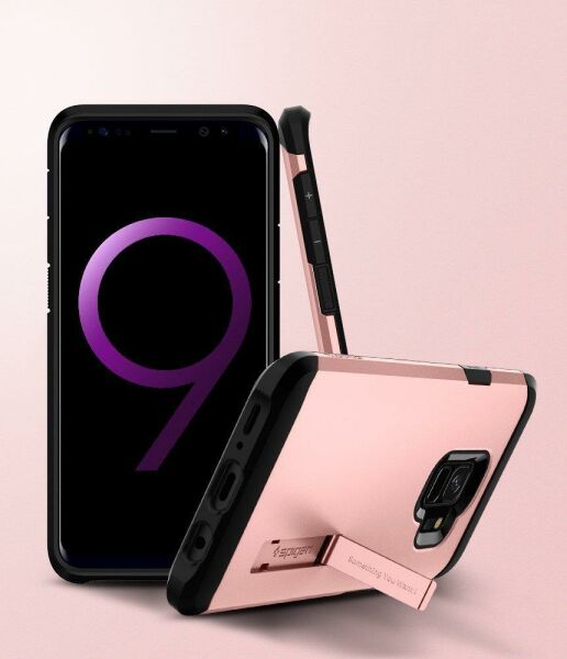 Spigen Galaxy S9 ile Uyumlu Kılıf Tough Armor Rose Gold