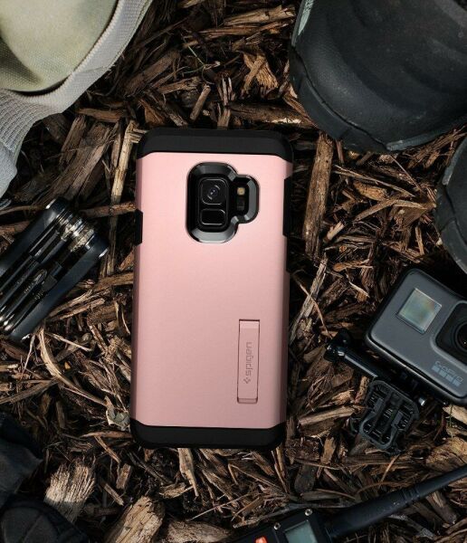 Spigen Galaxy S9 ile Uyumlu Kılıf Tough Armor Rose Gold