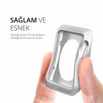 Spigen Apple Watch ile Uyumlu Kılıf Slim Armor (Ekran Koruyuculu) (38mm) Satin Silver